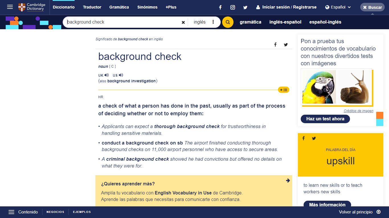 Significado de background check en inglés - Cambridge University Press ...